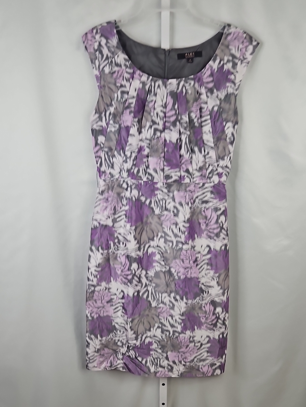 Alex Marie Floral Purple Cap-Sleeve Sleeveless Irisdecent Sheath Dress Size 4